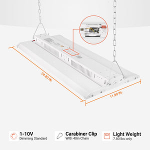 LED High Bay Lights 165W LED Linear High Bay - 23,000lm - 5000K - 100-277VAC - Chain Mount - DLC Qualified - White