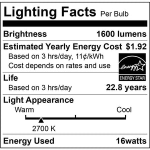 LED Light Bulbs 16W A21 Dimmable LED Bulb - 230 Degree Beam - E26 Base - 1600lm