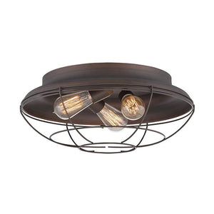 Flush Mounts 17'' Flush Mount Ceiling Fixture with Wire Guard Rubbed Bronze