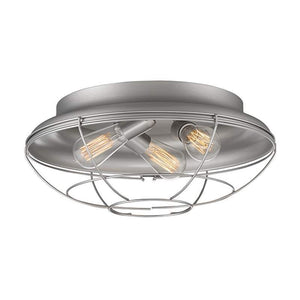 Flush Mounts 17'' Flush Mount Ceiling Fixture with Wire Guard Satin Nickel