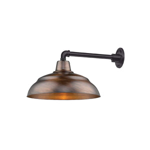 ECO-RLM 17'' Natural Copper Warehouse Shade With Gooseneck 13'' Aluminum Painted Satin Black Straight Arm