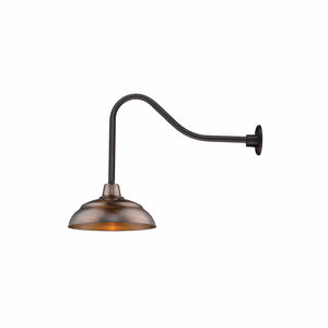 ECO-RLM 17'' Natural Copper Warehouse Shade With Gooseneck 23'' Aluminum Painted Satin Black Gooseneck Arm With Arm Height of 14''