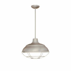 Pendant Fixtures 17'' Pendant Stem Hung Fixture with Wire Guard Satin Nickel