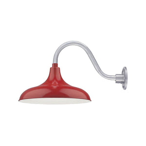 ECO-RLM 17'' Satin Red Aluminum Modified Warehouse Shade With Gooseneck 14 1/2'' Aluminum Gooseneck Arm With Arm Height of 7 1/2''