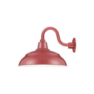 ECO-RLM 17'' Satin Red Warehouse Shade With Gooseneck 10'' Satin Red Gooseneck Arm With Arm Height of 6''