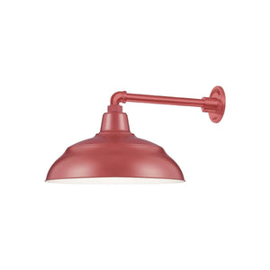 ECO-RLM 17'' Satin Red Warehouse Shade With Gooseneck 13'' Satin Red Straight Arm
