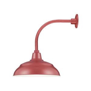 ECO-RLM 17'' Satin Red Warehouse Shade With Gooseneck 13'' Satin Red Vertical Gooseneck Arm With Arm Height of 12''