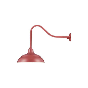 ECO-RLM 17'' Satin Red Warehouse Shade With Gooseneck 23'' Satin Red Gooseneck Arm With Arm Height of 14''