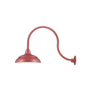 ECO-RLM 17'' Satin Red Warehouse Shade With Gooseneck 24'' Satin Red Gooseneck Arm With Arm Height of 15''