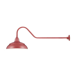 ECO-RLM 17'' Satin Red Warehouse Shade With Gooseneck 41'' Satin Red Gooseneck Arm With Arm Height of 9''