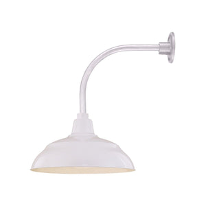 ECO-RLM 17'' White Warehouse Shade With Gooseneck 13'' White Vertical Gooseneck Arm With Arm Height of 12''