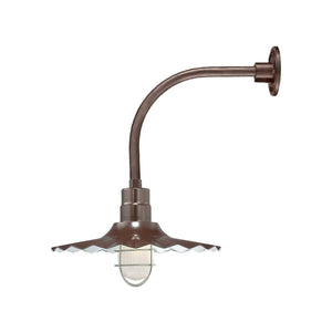 ECO-RLM 18'' Architectural Bronze Radial Wave Shade With Gooseneck 13'' Architectural Bronze Vertical Gooseneck Arm With Arm Height of 12''