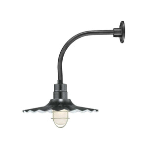 ECO-RLM 18'' Satin Black Radial Wave Shade With Gooseneck 13'' Satin Black Vertical Gooseneck Arm With Arm Height of 12''