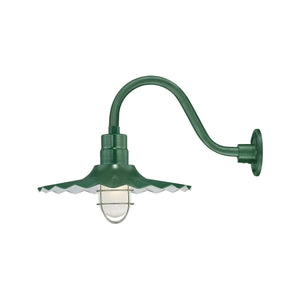ECO-RLM 18'' Satin Green Radial Wave Shade With Gooseneck 14 1/2'' Satin Green Gooseneck Arm With Arm Height of 7 1/2''