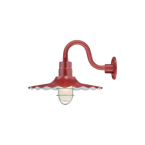 ECO-RLM 18'' Satin Red Radial Wave Shade With Gooseneck 10'' Satin Red Gooseneck Arm With Arm Height of 6''