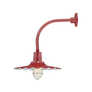 ECO-RLM 18'' Satin Red Radial Wave Shade With Gooseneck 13'' Satin Red Vertical Gooseneck Arm With Arm Height of 12''