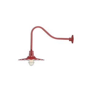 ECO-RLM 18'' Satin Red Radial Wave Shade With Gooseneck 23'' Satin Red Gooseneck Arm With Arm Height of 14''