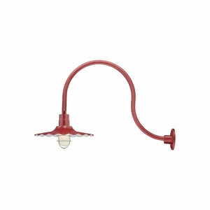 ECO-RLM 18'' Satin Red Radial Wave Shade With Gooseneck 24'' Satin Red Gooseneck Arm With Arm Height of 15''
