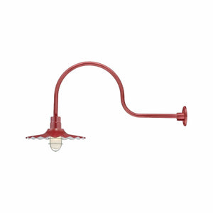 ECO-RLM 18'' Satin Red Radial Wave Shade With Gooseneck 30'' Satin Red Gooseneck Arm With Arm Height of 13''