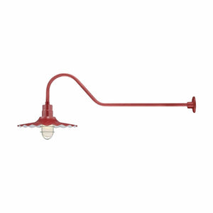 ECO-RLM 18'' Satin Red Radial Wave Shade With Gooseneck 41'' Satin Red Gooseneck Arm With Arm Height of 9''