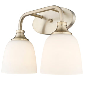 Vanity Fixtures 2 Lamps Alberta Vanity Light - Modern Gold - White Glass - 15in. Wide