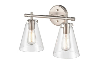 Vanity Fixtures 2 Lamps Aliza Vanity Light - Brushed Nickel - Clear Glass - 16in. Wide