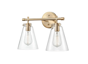 Vanity Fixtures 2 Lamps Aliza Vanity Light - Modern Gold - Clear Glass - 16in. Wide