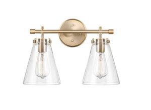 Vanity Fixtures 2 Lamps Aliza Vanity Light - Modern Gold - Clear Glass - 16in. Wide