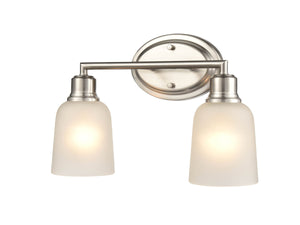 Vanity Fixtures 2 Lamps Amberle Vanity Light - Brushed Nickel - Frosted White Glass - 15.25in. Wide