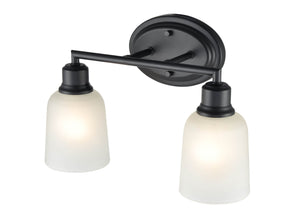 Vanity Fixtures 2 Lamps Amberle Vanity Light - Matte Black - Frosted White Glass - 15.25in. Wide