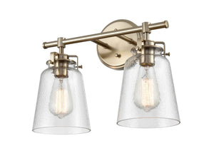 Vanity Fixtures 2 Lamps Amberose Vanity Light - Modern Gold - Hammered Glass - 16in. Wide