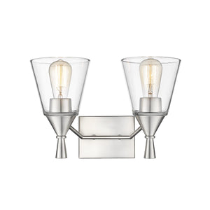 Vanity Fixtures 2 Lamps Artini Vanity Light - Brushed Nickel - Clear Glass - 14.5in. Wide
