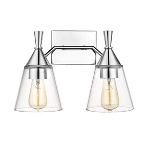 Vanity Fixtures 2 Lamps Artini Vanity Light - Chrome - Clear Glass - 14.5in. Wide