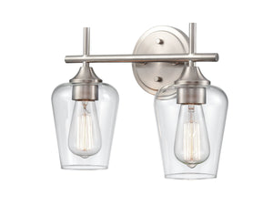 Vanity Fixtures 2 Lamps Ashford Vanity Light - Brushed Nickel - Clear Glass - 13.75in. Wide
