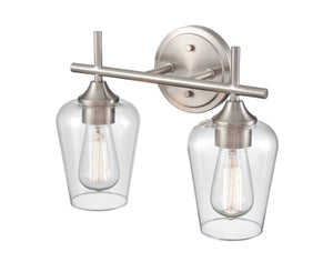 Vanity Fixtures 2 Lamps Ashford Vanity Light - Brushed Nickel - Clear Glass - 13.75in. Wide