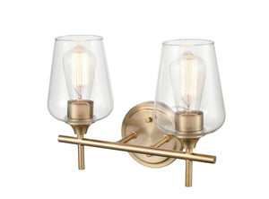 Vanity Fixtures 2 Lamps Ashford Vanity Light - Modern Gold - Clear Glass - 13.75in. Wide