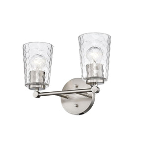 Vanity Fixtures 2 Lamps Ashli Vanity Light - Brushed Nickel - Clear Honeycomb Glass - 13.5in. Wide