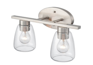 Vanity Fixtures 2 Lamps Bathroom Vanity Light - Brushed Nickel - Clear Glass - 16in. Wide