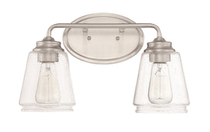 Vanity Fixtures 2 Lamps Bathroom Vanity Light - Brushed Nickel - Clear Seeded Glass - 15.25in. Wide
