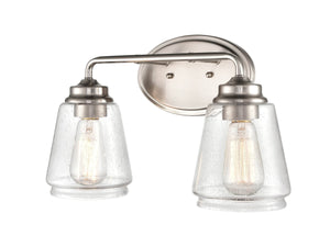 Vanity Fixtures 2 Lamps Bathroom Vanity Light - Brushed Nickel - Clear Seeded Glass - 15.25in. Wide