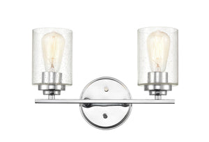 Vanity Fixtures 2 Lamps Bathroom Vanity Light - Chrome - Clear Seeded Glass - 14.25in. Wide