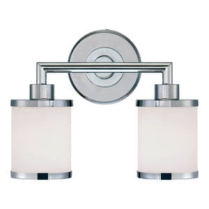 Vanity Fixtures 2 Lamps Bathroom Vanity Light - Chrome - Etched White Glass - 13.75in. Wide