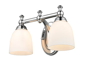 Vanity Fixtures 2 Lamps Bathroom Vanity Light - Chrome - Etched White Glass - 13in. Wide