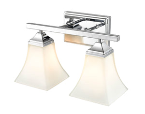 Vanity Fixtures 2 Lamps Bathroom Vanity Light - Chrome - Etched White Glass - 14in. Wide