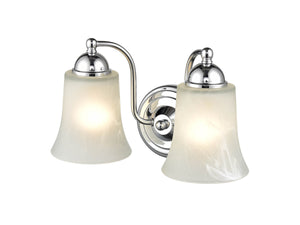 Vanity Fixtures 2 Lamps Bathroom Vanity Light - Chrome - Faux Alabaster Glass - 12in. Wide