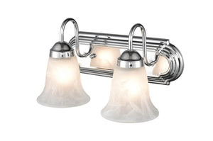 Vanity Fixtures 2 Lamps Bathroom Vanity Light - Chrome - Faux Alabaster Glass - 14in. Wide