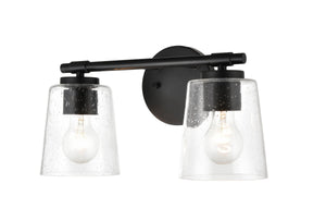 Vanity Fixtures 2 Lamps Bathroom Vanity Light - Matte Black - Clear Seeded Glass - 15in. Wide