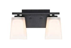 Vanity Fixtures 2 Lamps Bathroom Vanity Light - Matte Black - Etched White Glass - 12.5in. Wide
