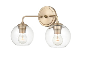 Vanity Fixtures 2 Lamps Bathroom Vanity Light - Modern Gold - Clear Glass - 16in. Wide