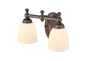 Vanity Fixtures 2 Lamps Bathroom Vanity Light - Rubbed Bronze - Etched White Glass - 13in. Wide